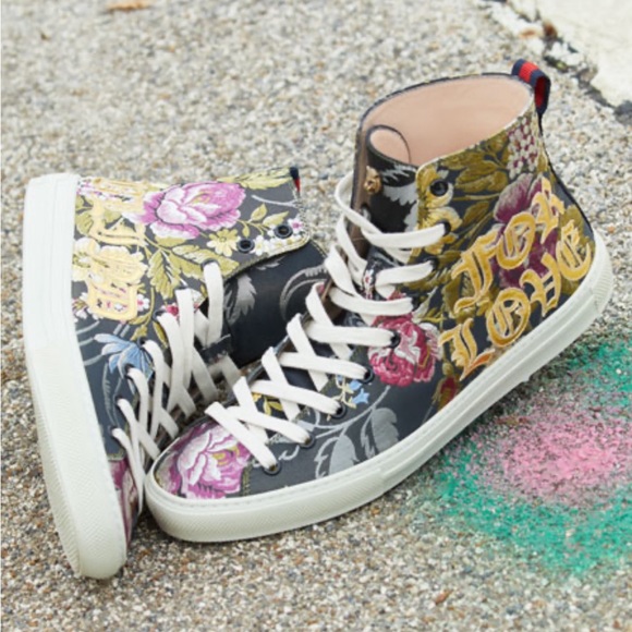 Gucci Blind for Love Floral Embroidered High Top Sneakers - Picture 2 of 16